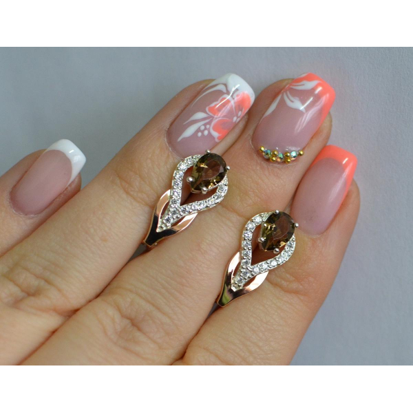 Серебряные серьги с золотыми накладками (132с)