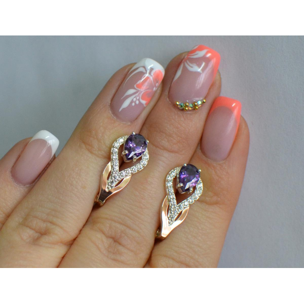 Серебряные серьги с золотыми накладками (132с)