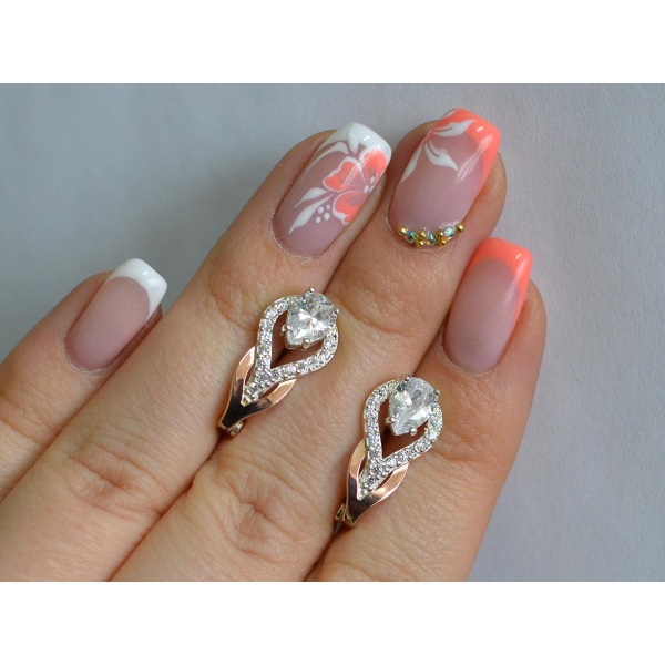 Серебряные серьги с золотыми накладками (132с)