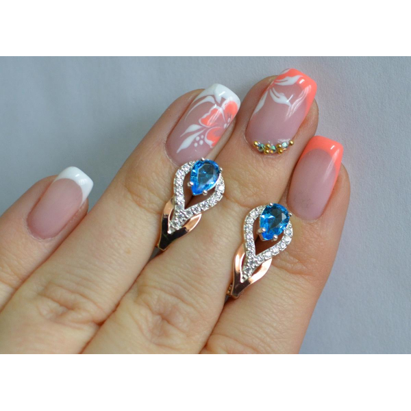 Серебряные серьги с золотыми накладками (132с)