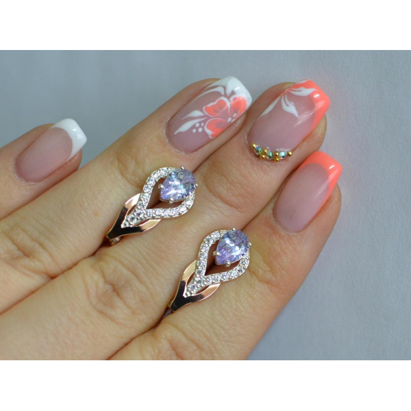 Серебряные серьги с золотыми накладками (132с)