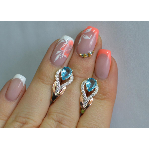 Серебряные серьги с золотыми накладками (132с)