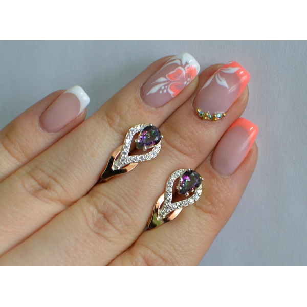 Серебряные серьги с золотыми накладками (132с)