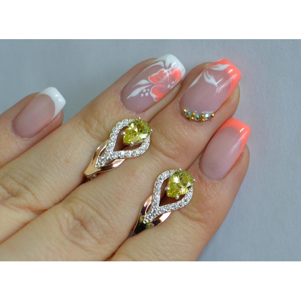 Серебряные серьги с золотыми накладками (132с)