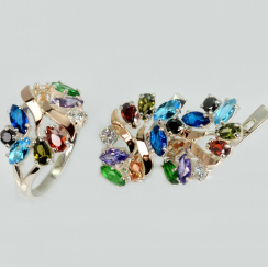 Серебряный набор с золотыми пластинами