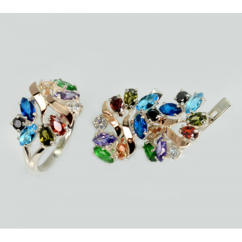 Серебряный набор с золотыми пластинами