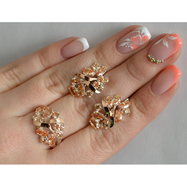 Серебряный набор с золотыми пластинами (133)