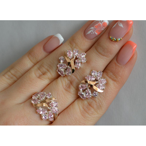 Серебряный набор с золотыми пластинами (133)