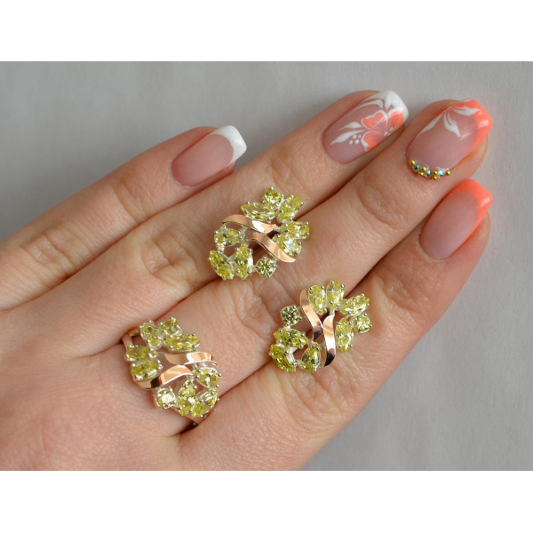 Серебряный набор с золотыми пластинами (133)