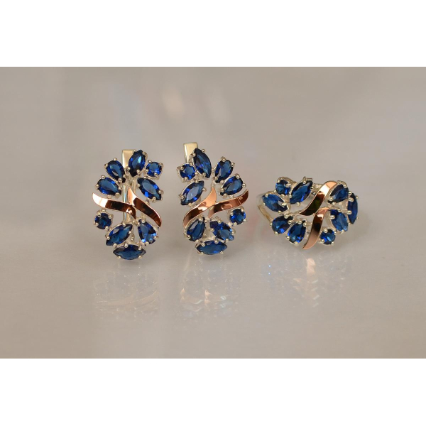 Серебряный набор с золотыми пластинами (133)