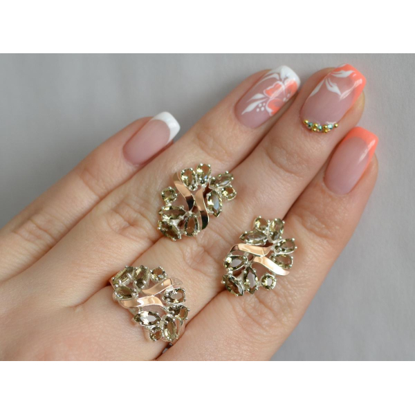 Серебряный набор с золотыми пластинами (133)