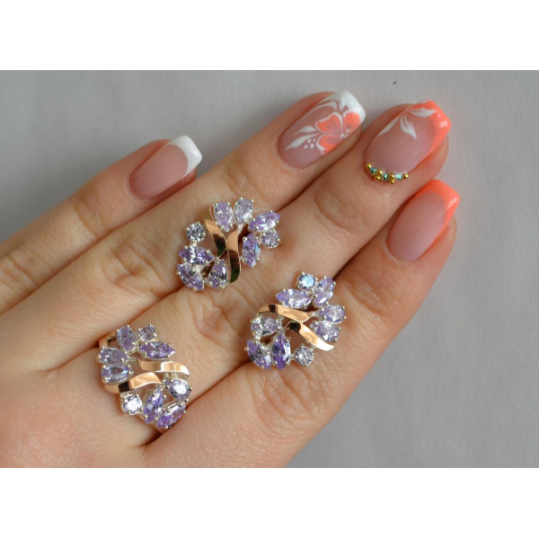 Серебряный набор с золотыми пластинами (133)