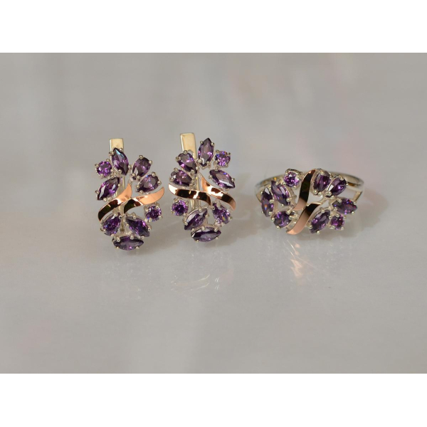 Серебряный набор с золотыми пластинами (133)