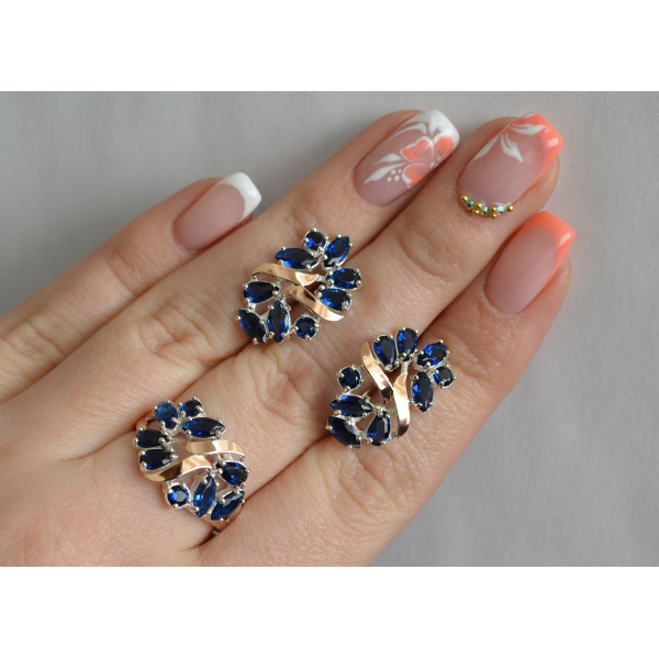 Серебряный набор с золотыми пластинами (133)