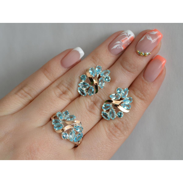 Серебряный набор с золотыми пластинами (133)