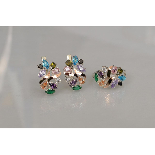 Серебряный набор с золотыми пластинами (133)