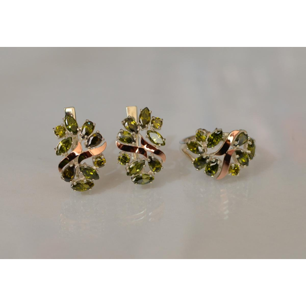 Серебряный набор с золотыми пластинами (133)