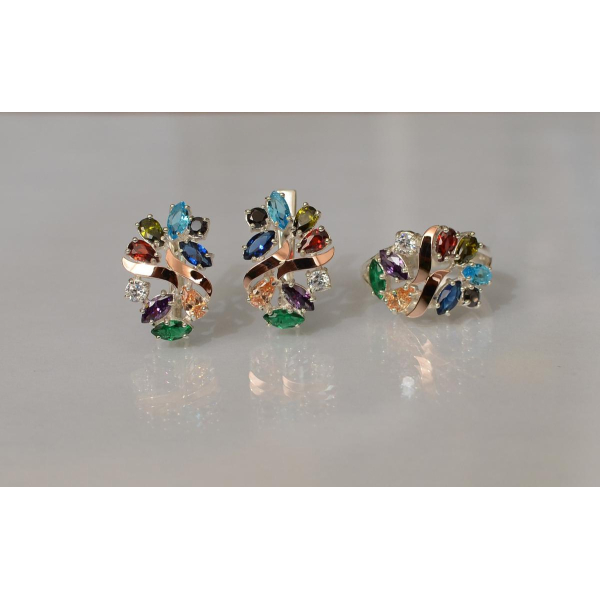 Серебряный набор с золотыми пластинами (133)