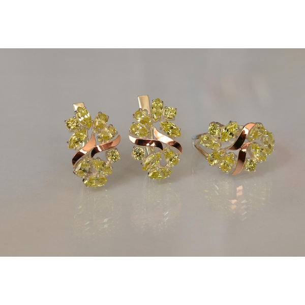 Серебряный набор с золотыми пластинами (133)