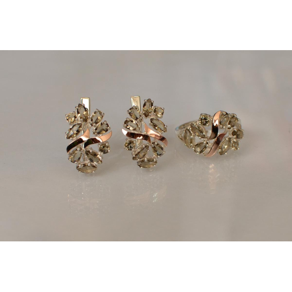 Серебряный набор с золотыми пластинами (133)