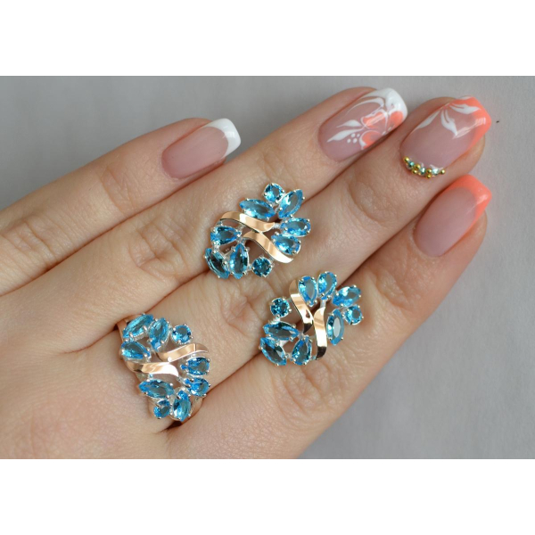 Серебряный набор с золотыми пластинами (133)