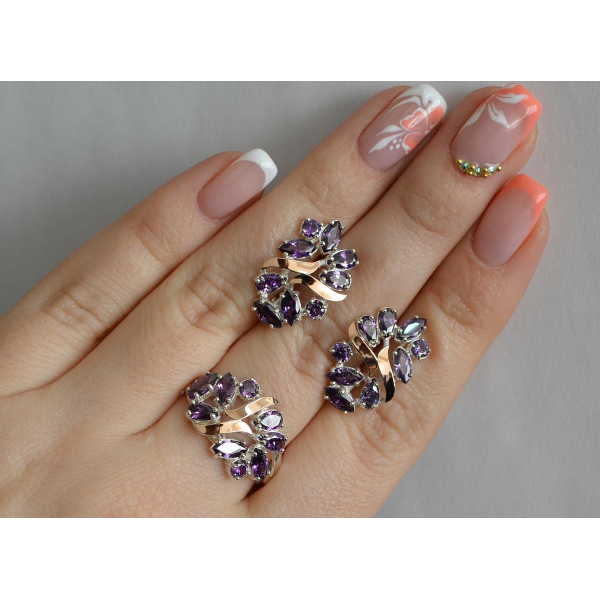 Серебряный набор с золотыми пластинами (133)