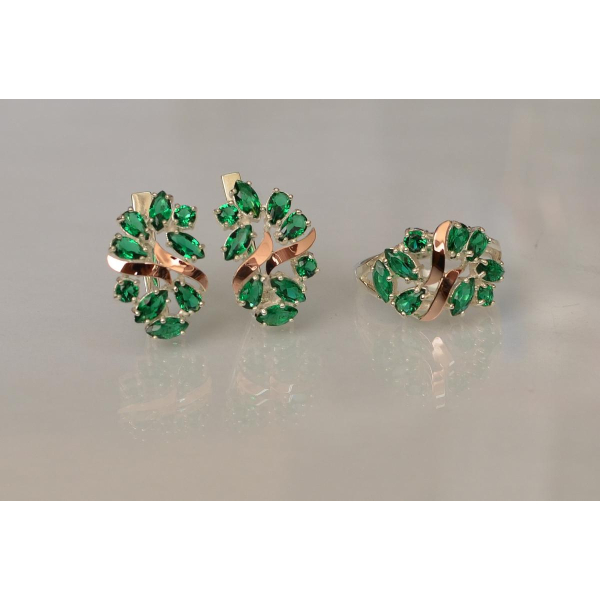 Серебряный набор с золотыми пластинами (133)