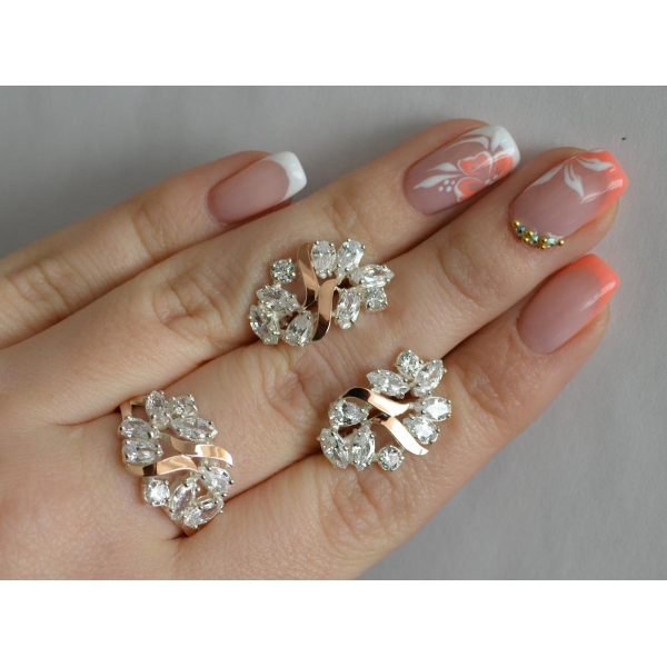 Серебряный набор с золотыми пластинами (133)