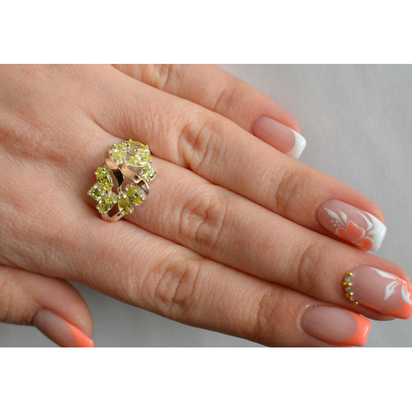 Серебряное кольцо с золотыми вставками (133к)