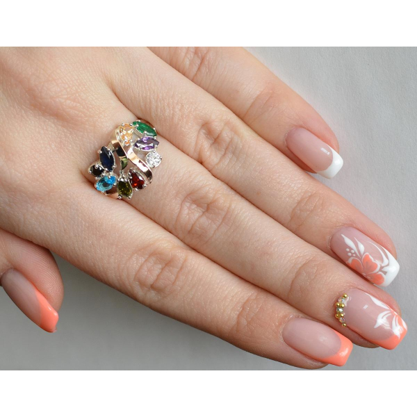 Серебряное кольцо с золотыми вставками (133к)