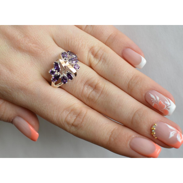 Серебряное кольцо с золотыми вставками (133к)