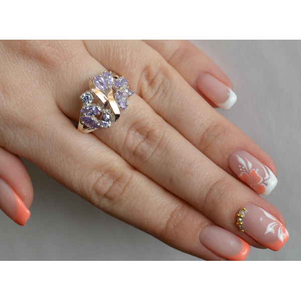 Серебряное кольцо с золотыми вставками (133к)