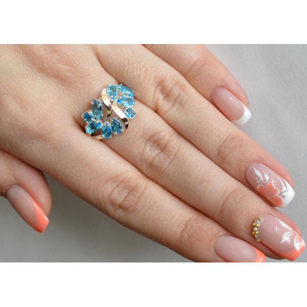 Серебряное кольцо с золотыми вставками (133к)