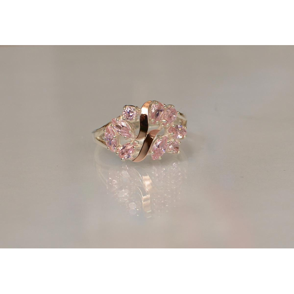 Серебряное кольцо с золотыми вставками (133к)