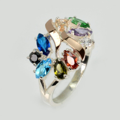 Серебряное кольцо с золотыми вставками