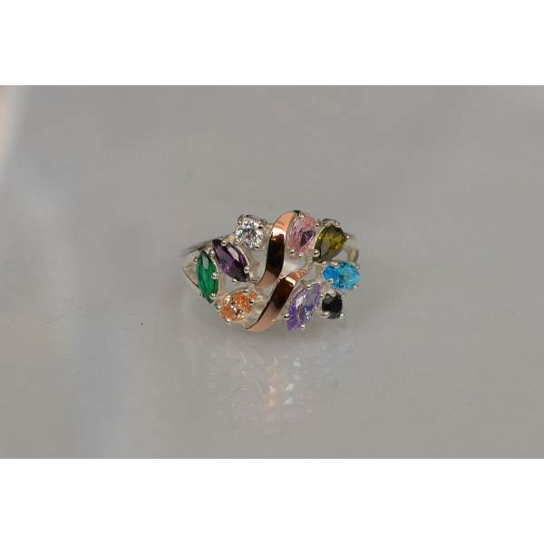 Серебряное кольцо с золотыми вставками (133к)