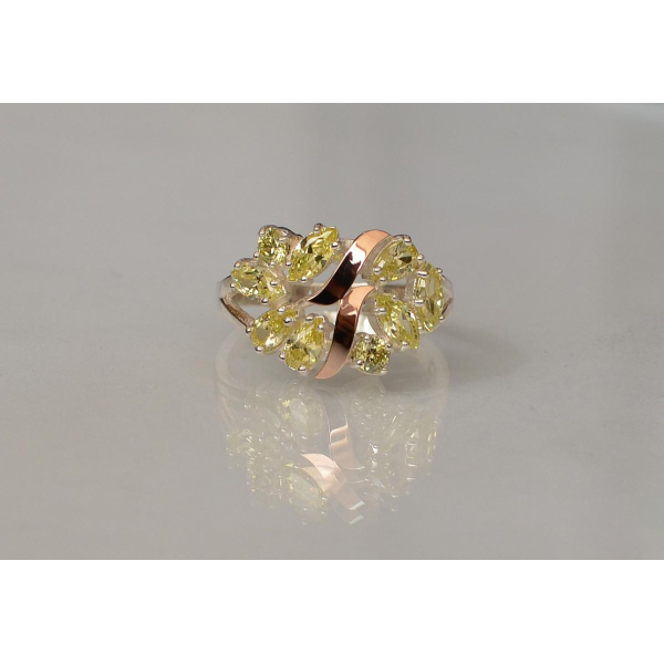 Серебряное кольцо с золотыми вставками (133к)