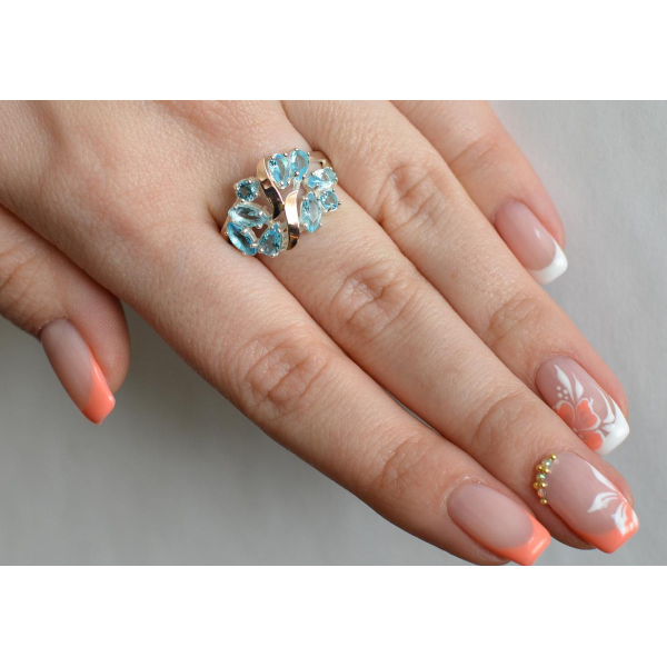 Серебряное кольцо с золотыми вставками (133к)