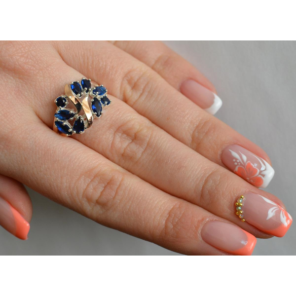 Серебряное кольцо с золотыми вставками (133к)