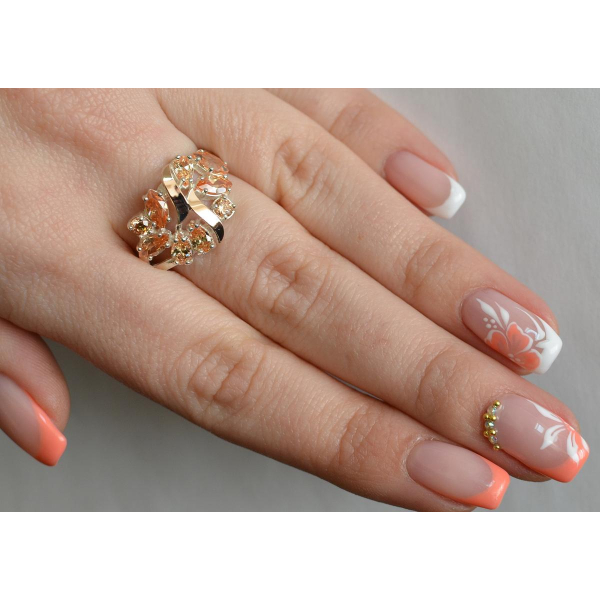 Серебряное кольцо с золотыми вставками (133к)