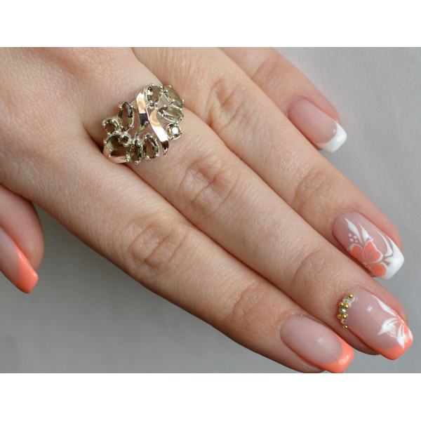 Серебряное кольцо с золотыми вставками (133к)