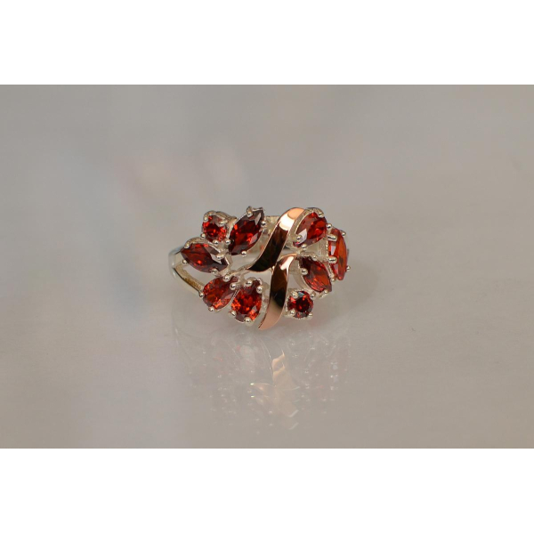 Серебряное кольцо с золотыми вставками (133к)