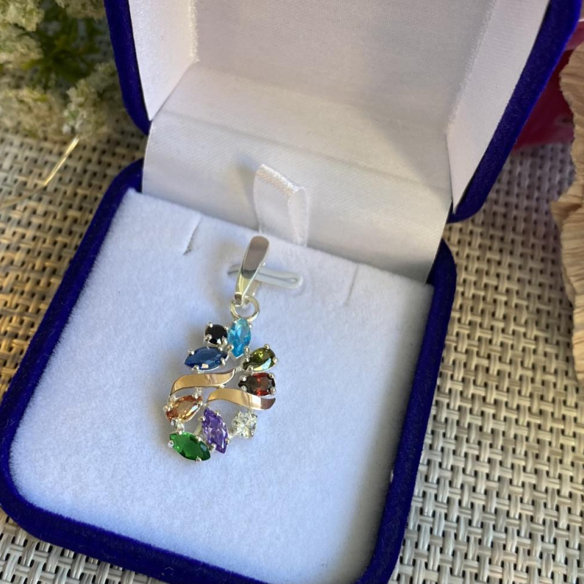 Серебряная подвеска с золотими вставками (133п)