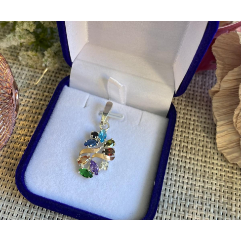 Серебряная подвеска с золотими вставками