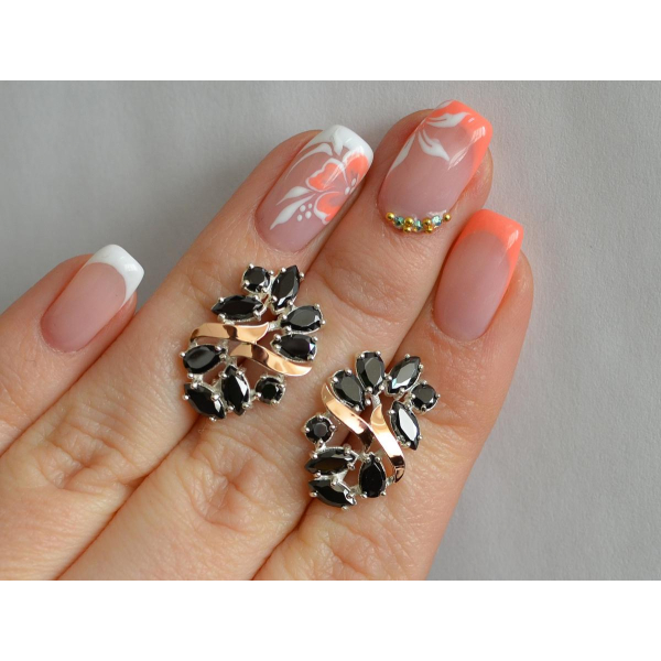 Серебряные серьги с золотыми накладками (133с)