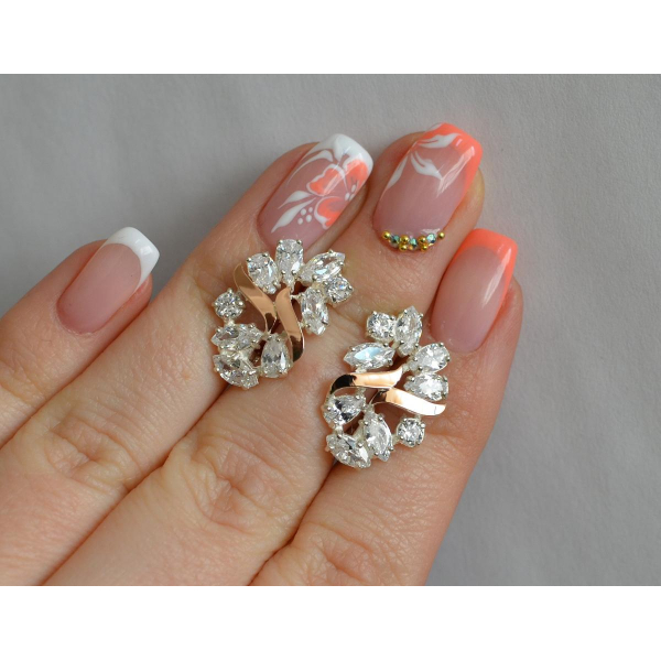 Серебряные серьги с золотыми накладками (133с)