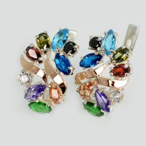 Серебряные серьги с золотыми накладками