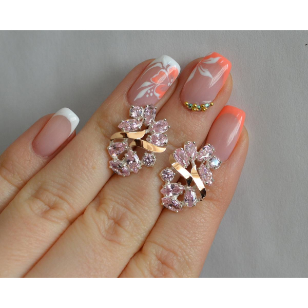 Серебряные серьги с золотыми накладками (133с)