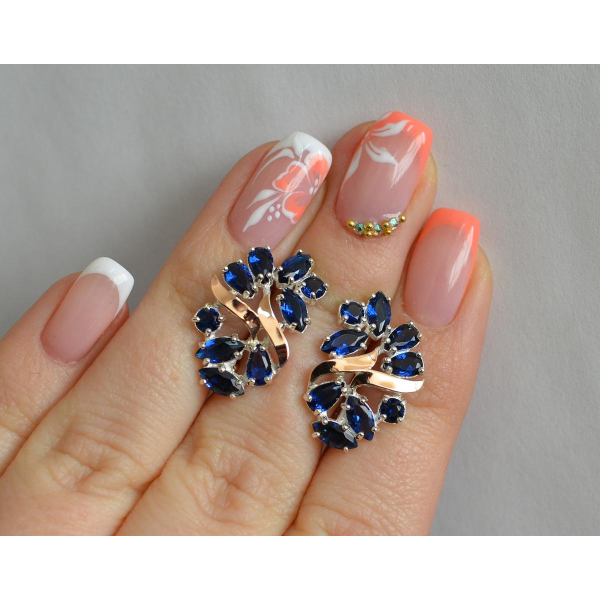 Серебряные серьги с золотыми накладками (133с)