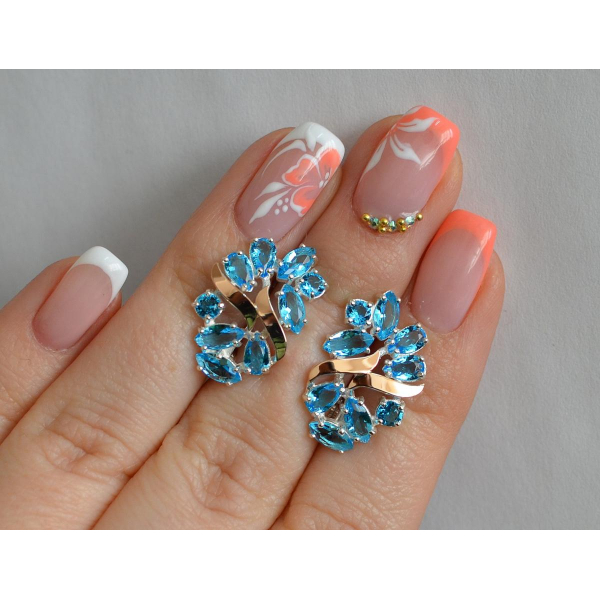 Серебряные серьги с золотыми накладками (133с)